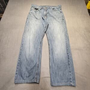 Levi's 505 Jeans Mens 34x26 Blue Regular Fit Straight Leg Distressed Denim